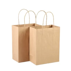 Custom Printed Takeaway Food Packaging Recycled Brown Kraft Paper Bags with Logo