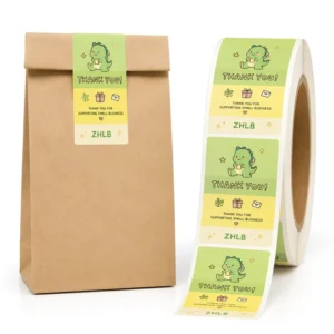 Custom Printed Thank You Seal Sticker Roll, Self-Adhesive Takeout Packaging Label for Paper Bags and Food Boxes