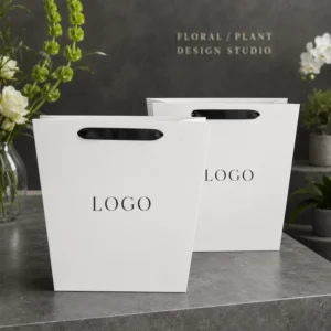 Custom Printed Trapezoid Kraft Paper Flower Bag Floral Bouquet Packaging Bag For Florist Shop