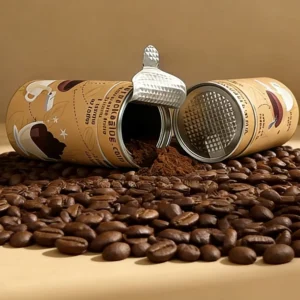 Custom Printed Tube for Coffee Matcha Cocoa Food Grade PE Liner Metal Lid Paper Canister