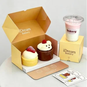 Custom Printed Waterproof Food Grade Paper 2 Pack Brownie Cake Boxes with Sponge Liner Compartments for Cookie and Cupcake Packaging