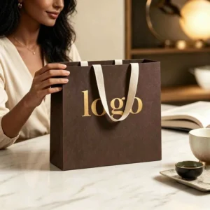 Custom Printed White Brown Shopping Recycled Food Bag with Handle Takeaway Kraft Paper Bags with Your Own logo