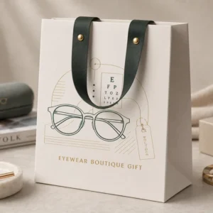Custom Printed White Cardboard Gift Bag, 210gsm, Silk Ribbon Handle, for Apparel Stores