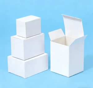 Custom Printed White Folding Cardboard Gift Box with Ivory Board and Kraft Paper