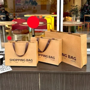 Custom Printed White Greaseproof Kraft Paper Takeaway Bags for Pizza, Bakery, and Fast Food Packaging