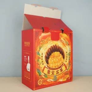 Custom-Printed White Kraft Corrugated Cardboard Food Box with Handle, FSC ISO22000 RoHS