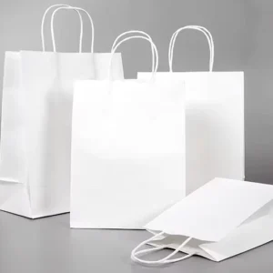 Custom Printed White Paper Takeaway Bags for Restaurant, Cafe, and Fast Food Packaging