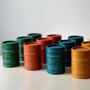 Custom Printing Biodegradable Cylinder Food Paper Cardboard Premium Tea Canister Bags Tube Box Packaging for Loose Tea Package