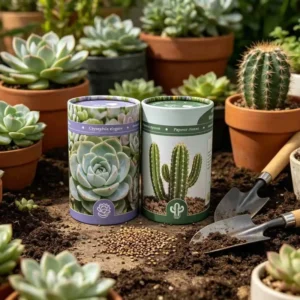 Custom Printing Biodegradable Cylinder Seed Paper Cardboard Premium Seeds Canister Paper Tube Packaging for Flower Seeds Package