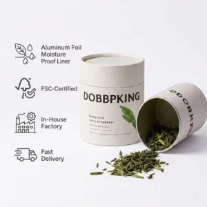 Custom Printing Biodegradable Food Grade Cardboard Tea Canister Tube Box Packaging for Loose Tea