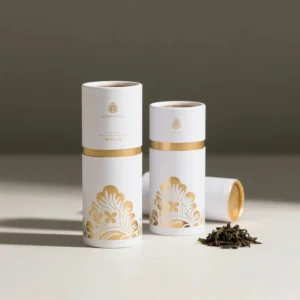 Custom Printing Eco Friendly Biodegradable Cylinder Paper Cardboard Tea Canister Bags Loose Tea Box Packaging Vanishing