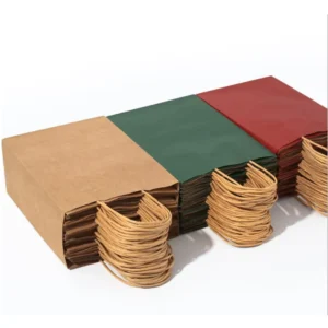 Custom Printing High Quality Kraft Paper Bags with Handles Recycled Materials Customized Size & Color Carton Packed