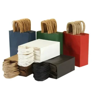 Custom Printing Kraft Paper Shopping Bags White Brown Takeaway Paper Bag With Handles