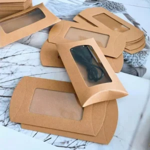 Custom Printing Kraft Paperboard Pillow Window Box for Soap Packaging