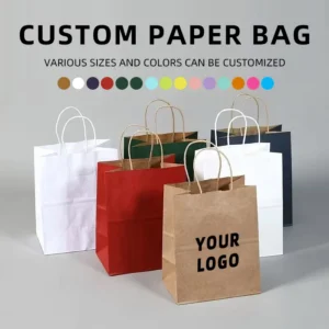 Custom Printing Logo Coffee Tote Bag Kraft Paper Bag Single Double Cup Packaging for Juice Soda Milk Tea Takeaway