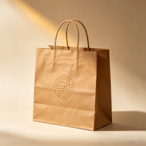Custom Printing Luxury Durable Kraft Paper Bags with Flat Cotton Handle for Food Packaging