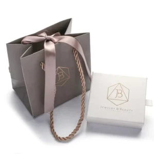 Custom Printing Luxury Paper Bag Small Size Shopping Paper Bag for Jewelry Gift Paper with Bow Tie Ribbon Handles