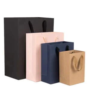 Custom Printing Recycled Restaurant Coffee Food Takeaway Carry Packaging Brown Kraft Paper Bags