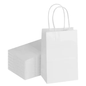 Custom Printing White Kraft Paper Bag Shopping Paper Bag With Handle