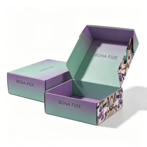 Custom Purple-Green Gradient Mailer Box with Logo for Makeup Brushes and Cosmetics