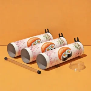 Custom Push-Pop Japanese-Style Sushi Design Kraft Paper Tube Packaging for Takeaway Rolls
