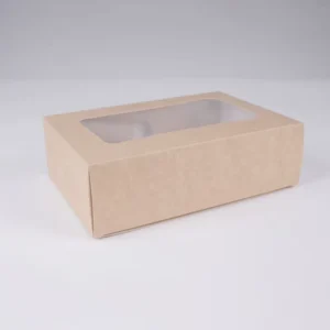 Custom Rectangle Kraft Paper Drawer Box with Transparent PVC Window for Candy Cookies and Gifts