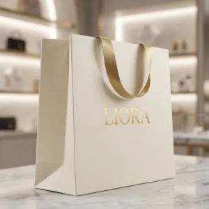 Custom Recyclable Biodegradable Art Paper Shopping Gift Bag with Embossed Finish, Mini Handle, for Clothing