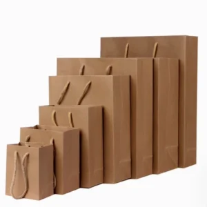 Custom Recyclable Brown Kraft Paper Bag with Lamination for Takeaway Food and Clothing
