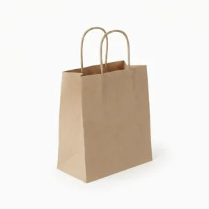 Custom Recyclable Brown Paper Bags Square Bottom Kraft Paper Bag Food Shopping with Handle