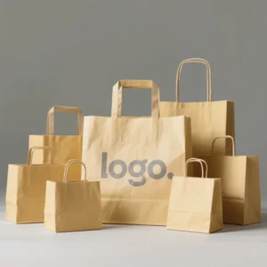 Custom Recyclable Brown and White Kraft Paper Bags with Handles for Shopping and Gift Packaging
