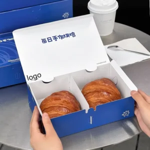Custom Recyclable Foldable Paper Dessert and Croissant Takeout Boxes