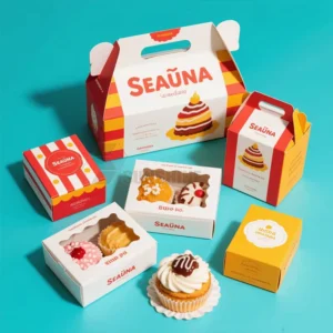 Custom Recyclable Food Grade Chewing Gum, Noodle and Cookie Bakery Box, Kraft Paper, Foldable, Glossy Matt Lamination and Embossing