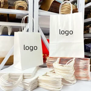 Custom Recyclable Gift Bags Shopping Packaging Craft Luxury White Kraft Paper Bags Eco-Friendly Design With Logo