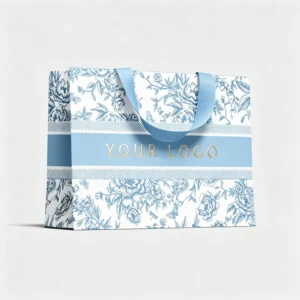 Custom Recyclable Inner Belt Paper Tote with Hidden Ribbon Handle and Custom Logo for Bakery Packaging, 190-230gsm White Card