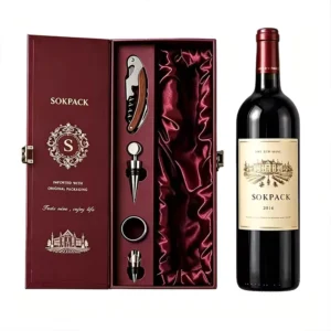 Custom Recyclable Rigid Cardboard Magnetic Flip Top Wine Gift Box For Red Wine Whiskey Brandy