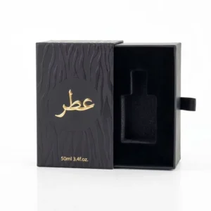 Custom Recyclable Rigid Paper Perfume Gift Box with 3D Gold Embossing, Matte Finish, and UV Coating
