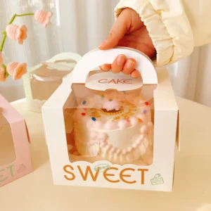 Custom Recyclable Square Birthday Cake Paper Box with Window and Cake Board