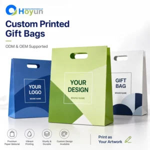 Custom Recyclable White Cardboard Gift Bag with Punching Handle Offset Printing Gift Paper Bag for Business Shopping Use