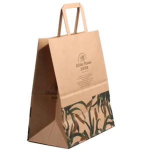Custom Recycled Brown Kraft Paper Bag with Handle for Supermarket, Food Takeaway, Gifts, and Craft Packaging