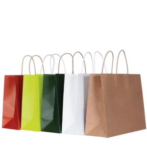 Custom Recycled Kraft Paper Lunch Packaging Bag for Restaurant Takeaway Use for Pizza Milk Sushi