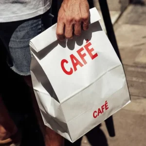 Custom Recycled Kraft Paper Takeaway Food Bags with Square Bottom