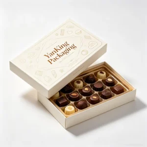 Custom Recycled Material Chocolate Gift Box with Matte Lamination, Sponge Liner, Magnetic Closure and Pull-Out Design