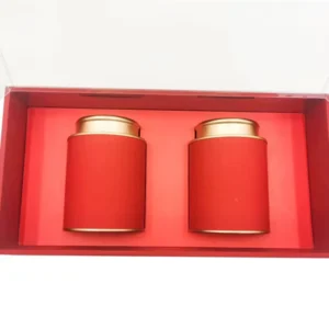 Custom Red Cardboard Tea Box Tube Set Cylinder Packaging Paper Canister