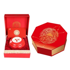 Custom Red Rigid Paperboard Magnetic Closure Flip-Top Oblong Gift Box with Sponge Lining for Health Products