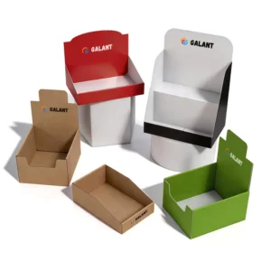 Custom Retail Kraft Paper Folder Display Packaging Box with Varnishing Recyclable POS Corrugated for Promotion