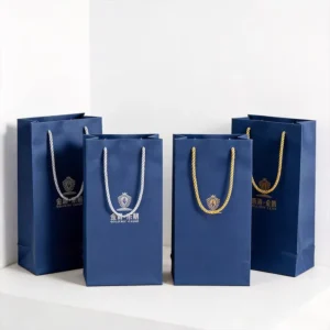 Custom Retail Paper Carrier Bag with Ribbon Handles for Apparel, Footwear, and Gift Packaging