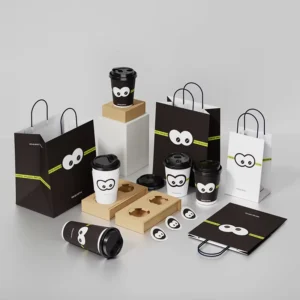 Custom Reusable Recyclable Kraft Paper Bag Set with Cotton Rope Handles and UV Logo Printing for Cafes and Bakeries
