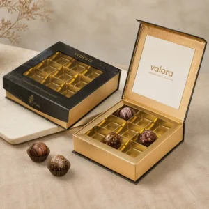 Custom Rigid Cardboard Chocolate Box with Magnetic Closure, PVC Window and Insert for Dates and Baklava