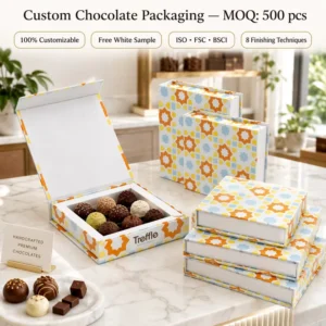 Custom Rigid Cardboard Magnetic Box for Truffle Chocolate Gift Packaging
