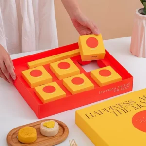 Custom Rigid Cardboard Mooncake Box with Closure Mid-Autumn Festival Gift Packaging